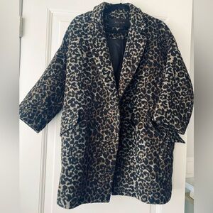Coach Animal Print Double-Breasted Pea Coat